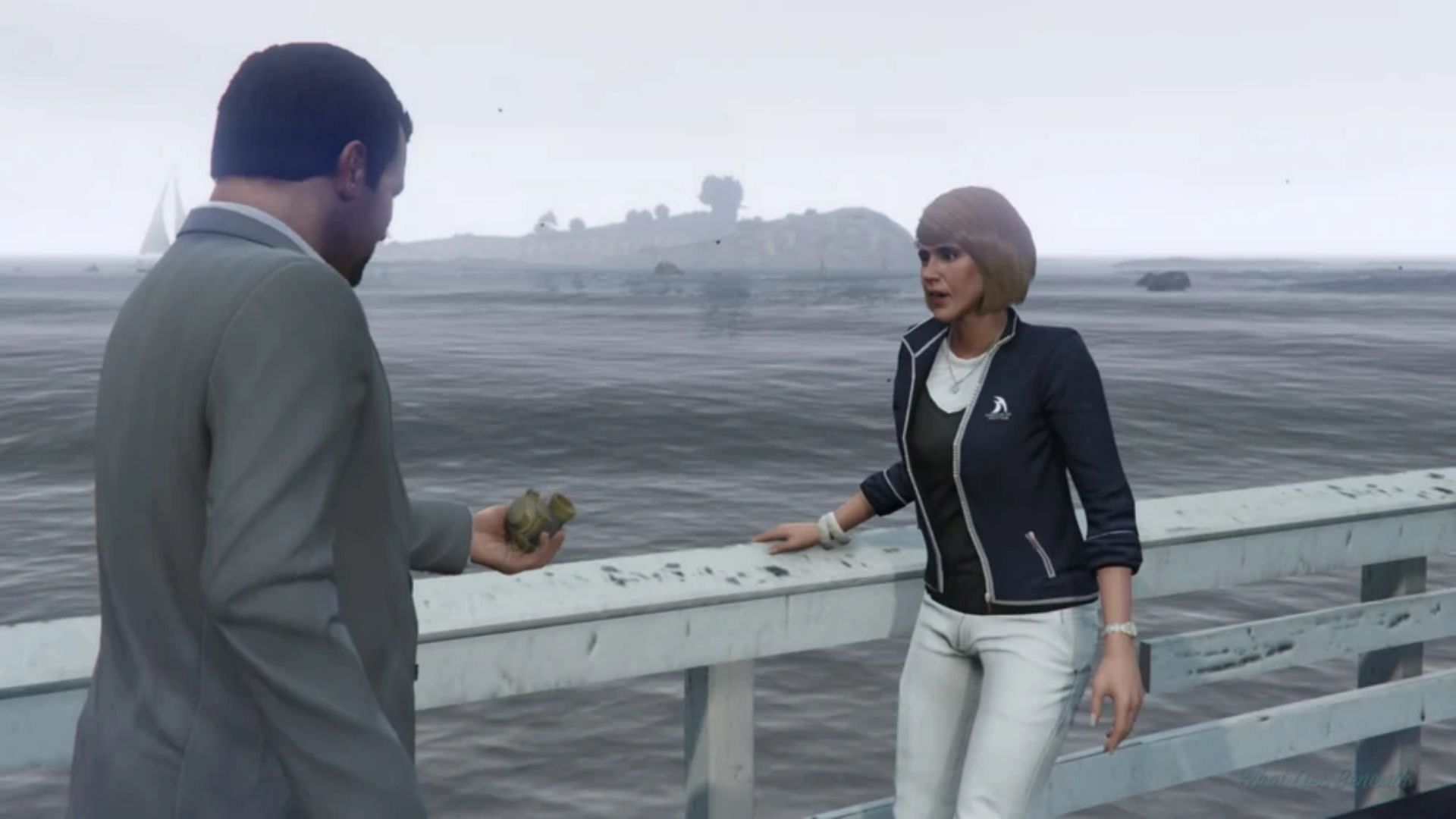 Abigail acts rather suspiciously in Grand Theft Auto 5 (Image via Rockstar Games)